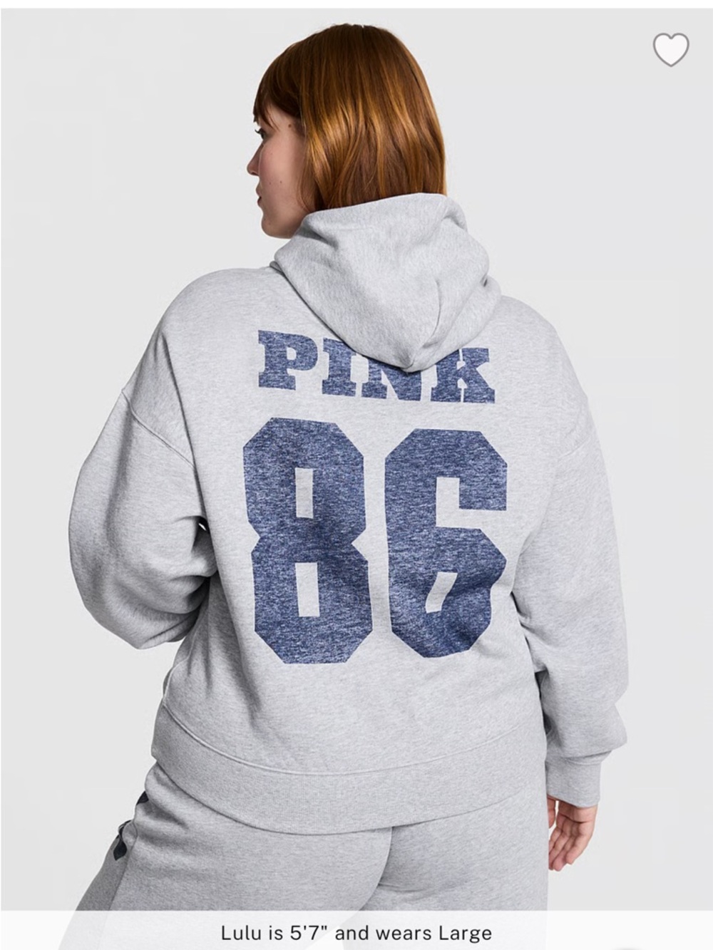 PINK Victoria's Secret campus fleece full zip hoodie gray XXL